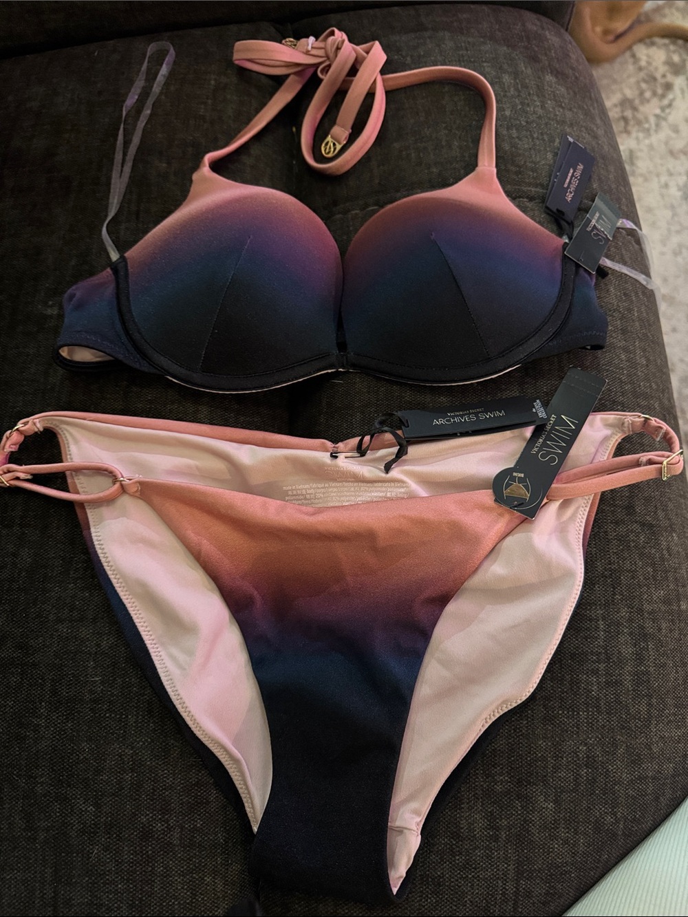 Victoria's Secret Ombre Push-Up Bikini Set - Pink, Navy